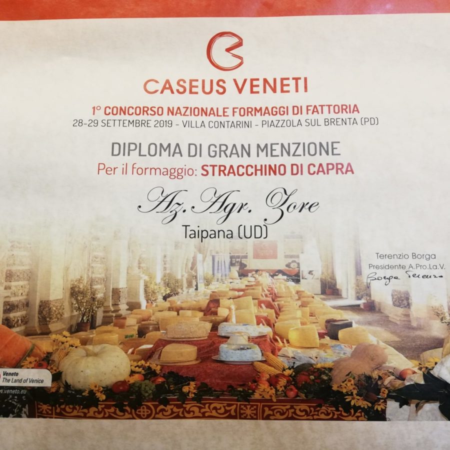 Zore: Diploma di Gran Menzione a Caseus Veneti 2019