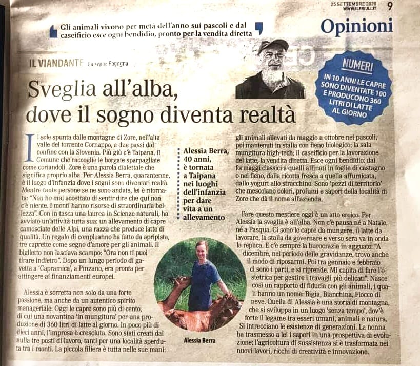 ALESSIA BERRA, STORIE FRIULANE SU “IL FRIULI” QUOTIDIANO